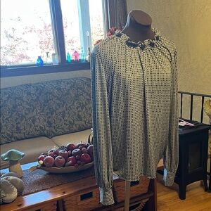 Adrianna Papell Monochrome Dotted Blouse